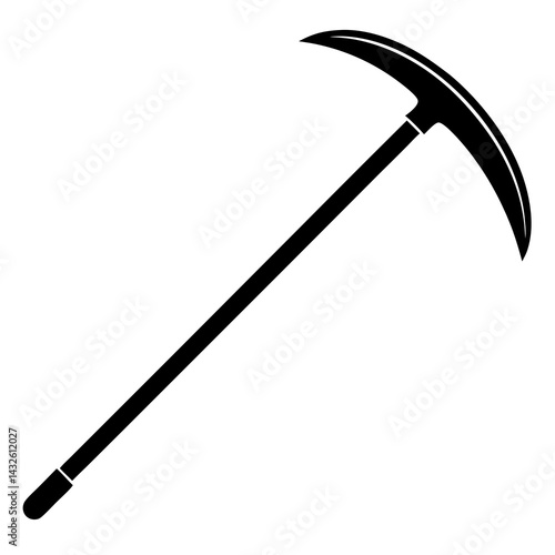 Vector silhouette of a crowbar with a curved end and a long handle