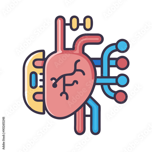 Digital Heart: AI Powered Cardiovascular System Illustration