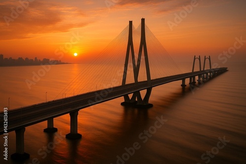 Bandra worli sea link clicked during sunset in Mumbai.