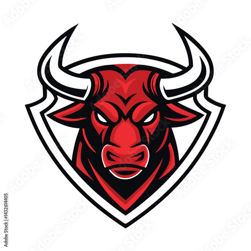 Fierce Red Bull Mascot Logo