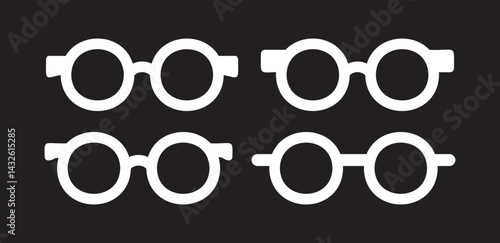 Retro eye glasses vector icon. Black glasses silhouette isolated on white