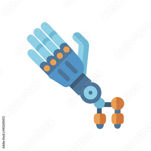Blue Robotic Arm Illustration on a Black Background