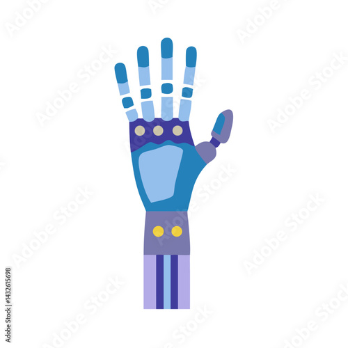 Cartoon robot hand vector illustration in blue colors