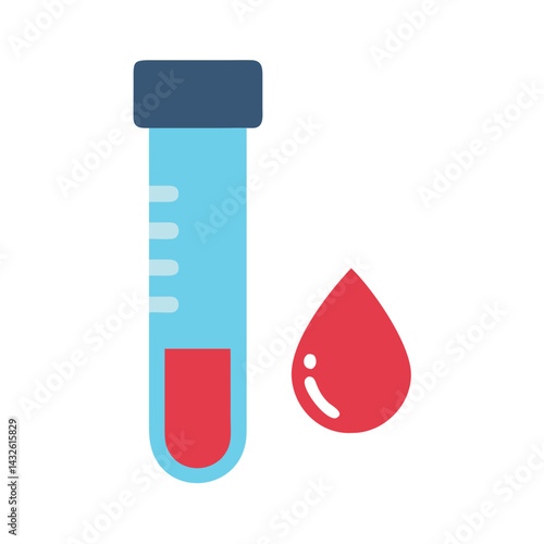 Blood Sample Tube and Drop: Medical Test Icon