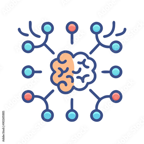 Brain network with connected dots representing artificial intelligence