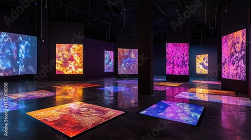 Immersive Art Installation: A Symphony of Light and Color in a Modern Gallery