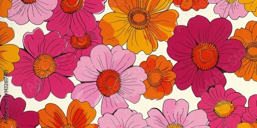 Wallpaper Mural Abstract hand drawn flower art seamless pattern illustration. Acrylic paint nature floral background in vintage art style. Spring season painting print Torontodigital.ca