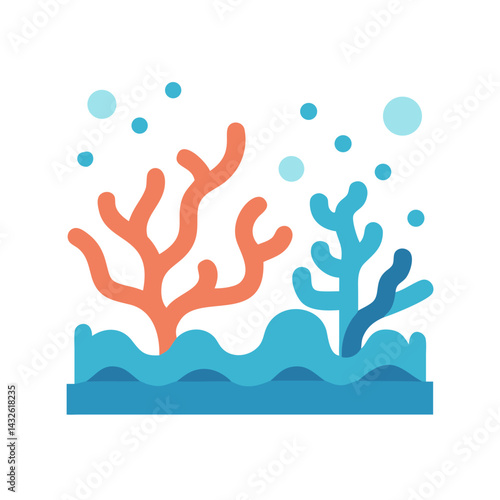 Coral reef with bubbles icon on black background