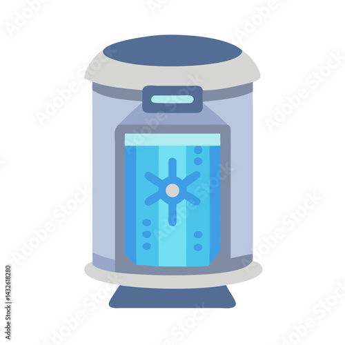 Futuristic cryogenic stasis pod, medical technology illustration design