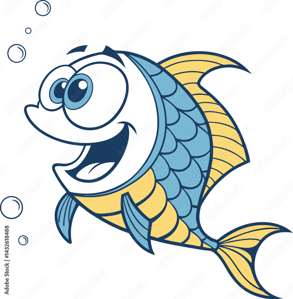 Fototapeta premium Fish Illustration With Happy Face