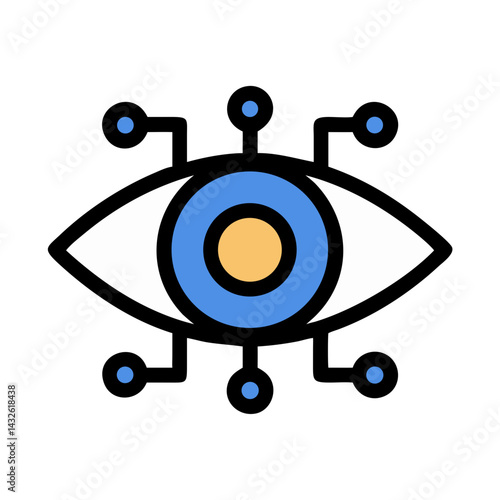 Stylized Eye Icon with Dots on Black Background