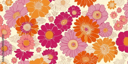 Wallpaper Mural Abstract hand drawn flower art seamless pattern illustration. Acrylic paint nature floral background in vintage art style. Spring season painting print Torontodigital.ca