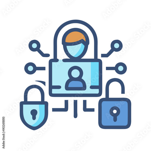 Data privacy icon depicting personal information and security