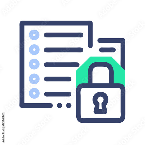 Data security icon: Secure list, privacy and protection
