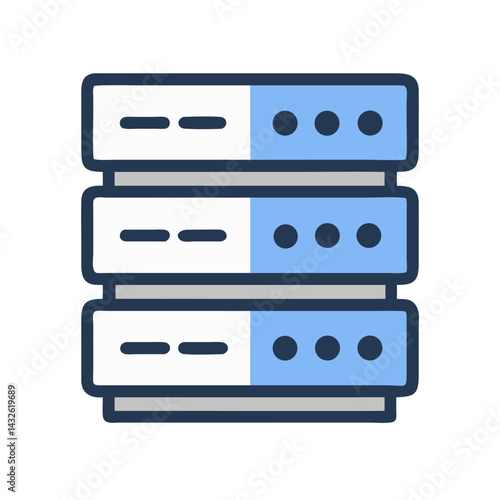 Server rack cartoon icon isolated on black background