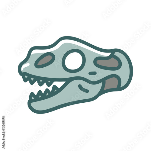 Cartoon Dinosaur Skull Icon Illustration on Black Background
