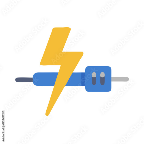 Lightning strike electric energy wire on a black background