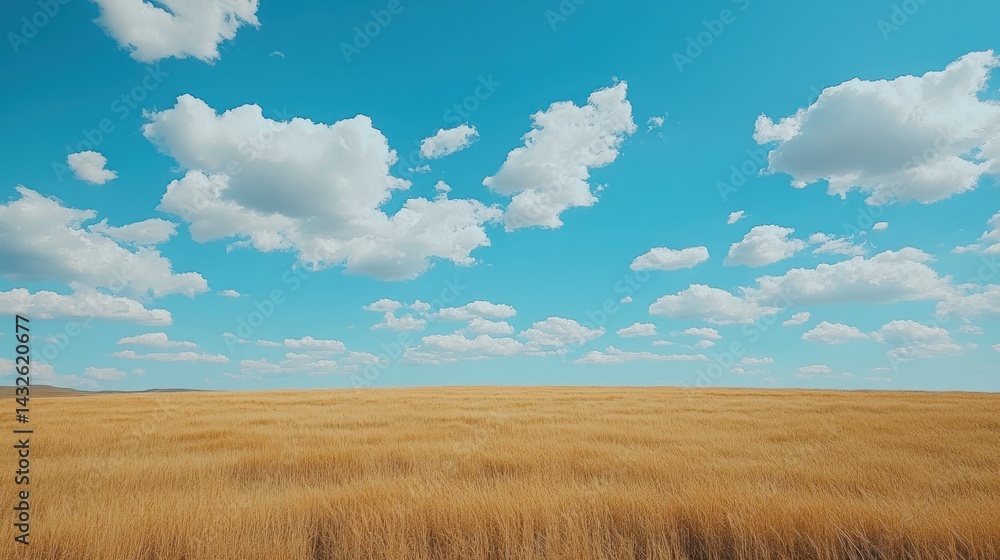 Vast Golden Field Under a Summer Sky: A Serene Landscape Vast Golden Field Under a Summer Sky: A Serene Landscape