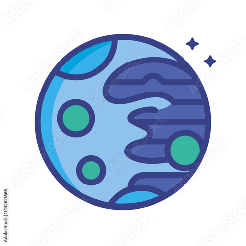 Cartoon planet in space, science fiction world design