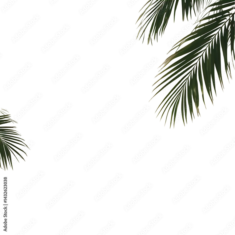 Fototapeta premium Palm Leaf Shadows On White Wall Isolated White