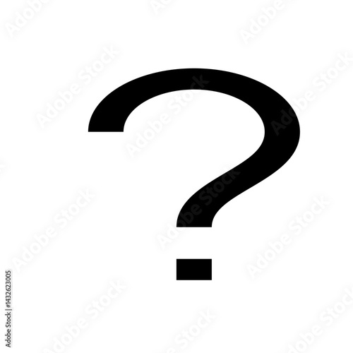 Illustration of a question mark in black color with a square dot isolated on a white background image