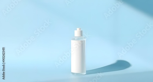 Clean Beauty Product Bottle Mockup Clear Spray Bottle on Light Blue Background