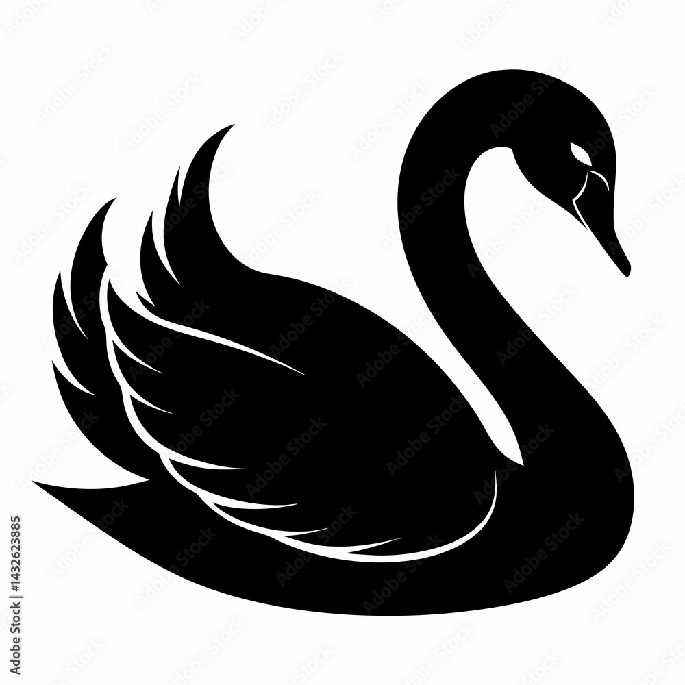 Obraz premium Clean and Simple Swan Silhouette Vector