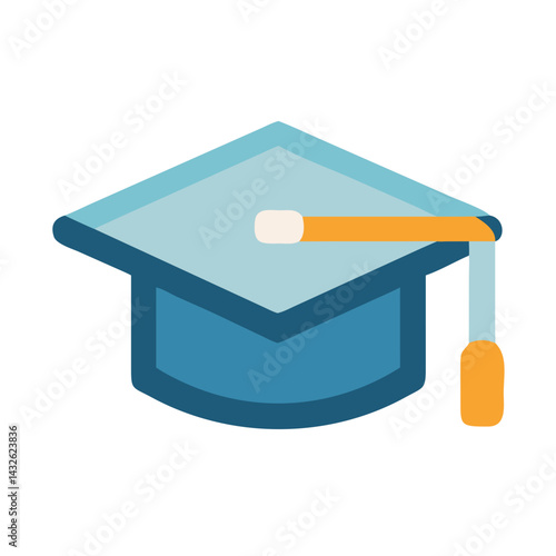 Minimalist Graduation Cap Icon on Black Background Illustration