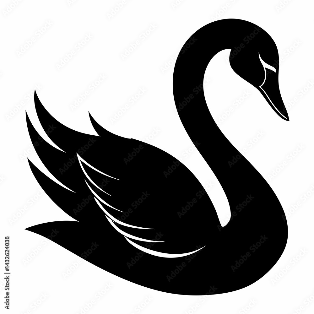 Fototapeta premium Clean and Simple Swan Silhouette Vector