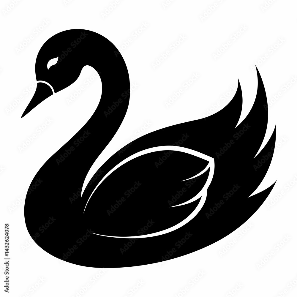 Fototapeta premium Clean and Simple Swan Silhouette Vector