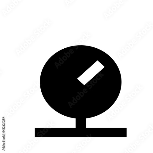 Simple black and white illustration of a gauge or scale with a white indicator on a stand design