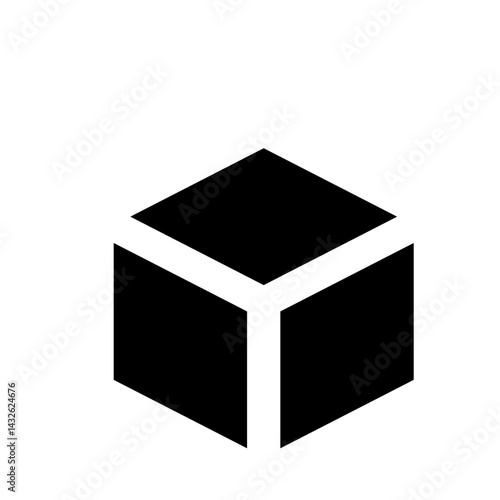 Isometric representation of a black cube with white edges creating a three dimensional effect view