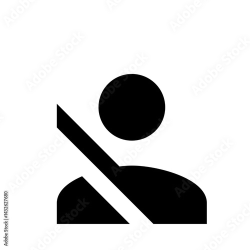 Person silhouette with a seatbelt across the chest for safety and security in transportation use