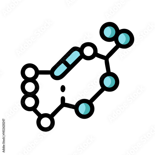 Minimalist medication, drug design, blue pills on black