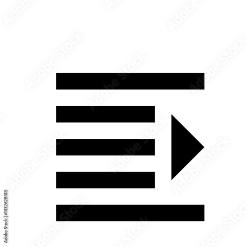 Black horizontal bars with an arrow pointing to the right on a white background in a simple graphic