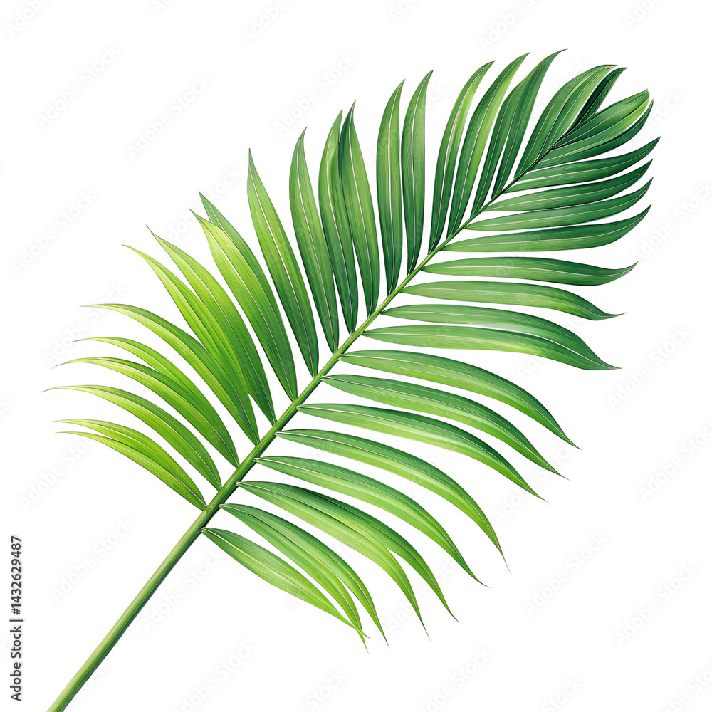 Obraz premium bright green palm frond isolated on white background png
