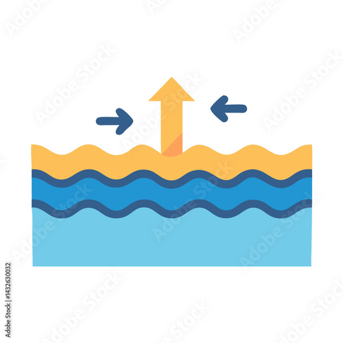 Ocean tides icon, tidal wave, natural phenomenon illustration