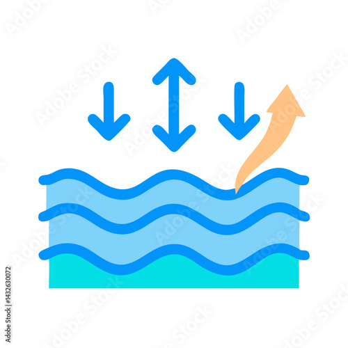 Evaporation and Absorption Illustration: Water Cycle Conceptual Graphic