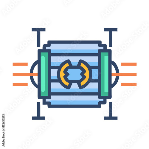 Quantum computing processor unit icon, flat vector design
