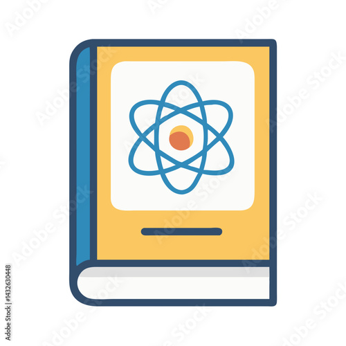 Science Textbook Icon - Education and Atomic Structure