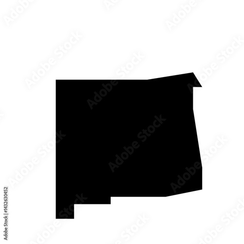 Black silhouette of new mexico state outline with unique borders and geometric shape isolated on white backdrop
