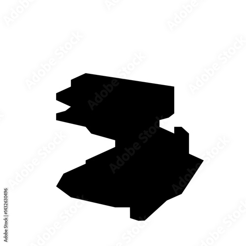 Black silhouette of the state of new jersey with its distinctive shape on a plain white background view