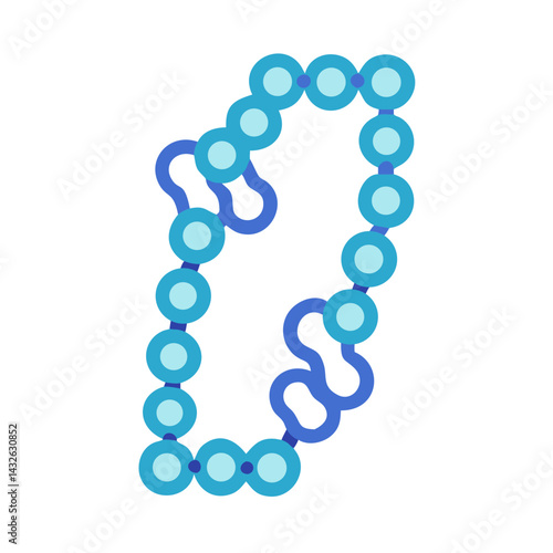 Blue Beads Necklace Illustration on Black Background Graphic