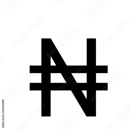 Illustration of the nigerian naira currency symbol in black on a white background with bold lines