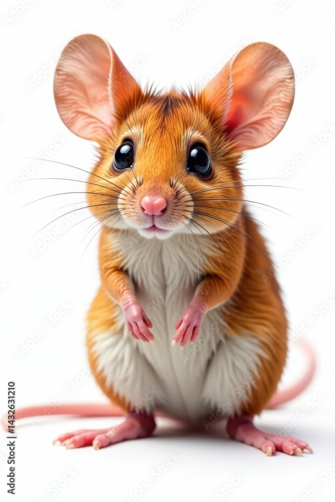 Adorable wood mouse, Apodemus sylvaticus, isolated on white , european, studio shot Adorable wood mouse, Apodemus sylvaticus, isolated on white , european, studio shot