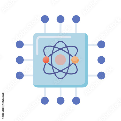 Quantum Computing Chip Illustration on Black Background