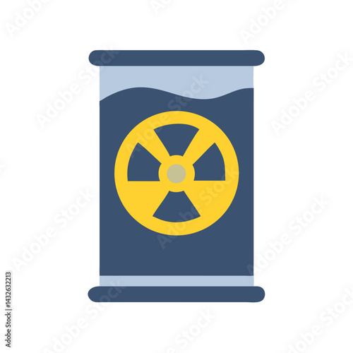 Radioactive waste barrel with liquid inside on black