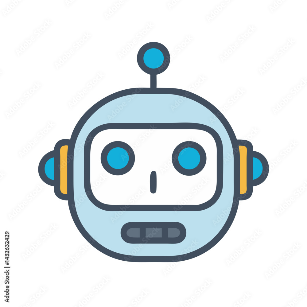 Obraz premium Cartoon Robot Head: AI, Robotics, and Future Technology