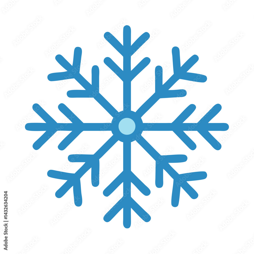 Blue Snowflake Icon on Black Background, Winter Theme Blue Snowflake Icon on Black Background, Winter Theme
