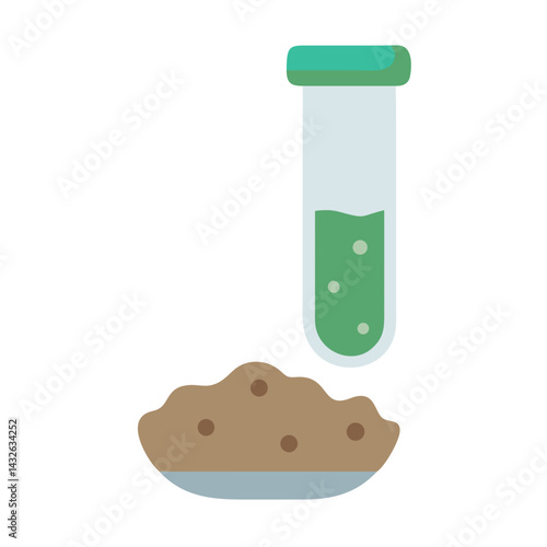 Science experiment: Test tube above a sample of soil